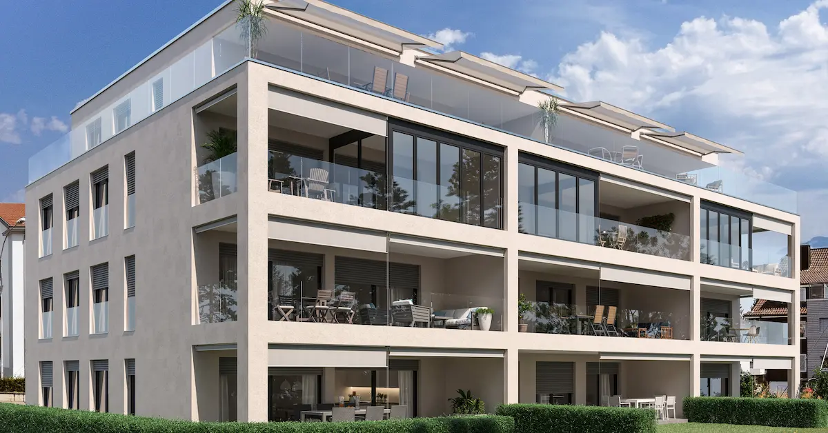 3D Immobilien Mehrfamilienhaus Visualisierung