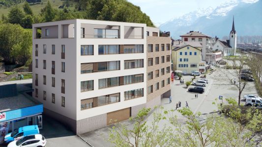 3D Visualisierung, Siedlung, Haus, Wohnungen, Mehrfamilienhaus. Gebäude