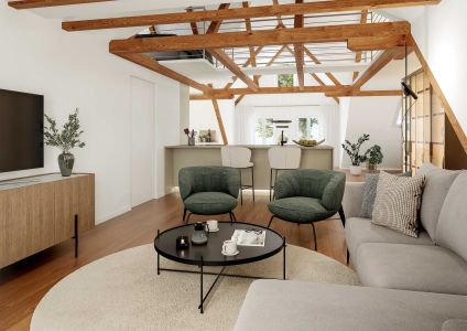 3d innenraumvisualisierung moderner wohnraum mit holzbalken 3d innenraumvisualisierung moderner wohnraum mit holzbalken